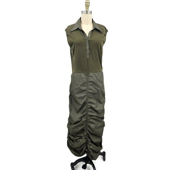Chic Olive Green Sleeveless Midi Dress - Picture 1 of 8